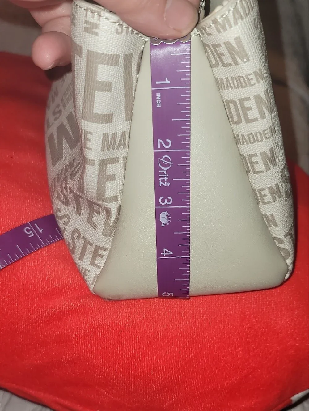 Steve Madden Beige Logo Shoulder Bag with SM Accent